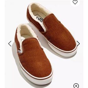 Corduroy fur lined slip-on vans